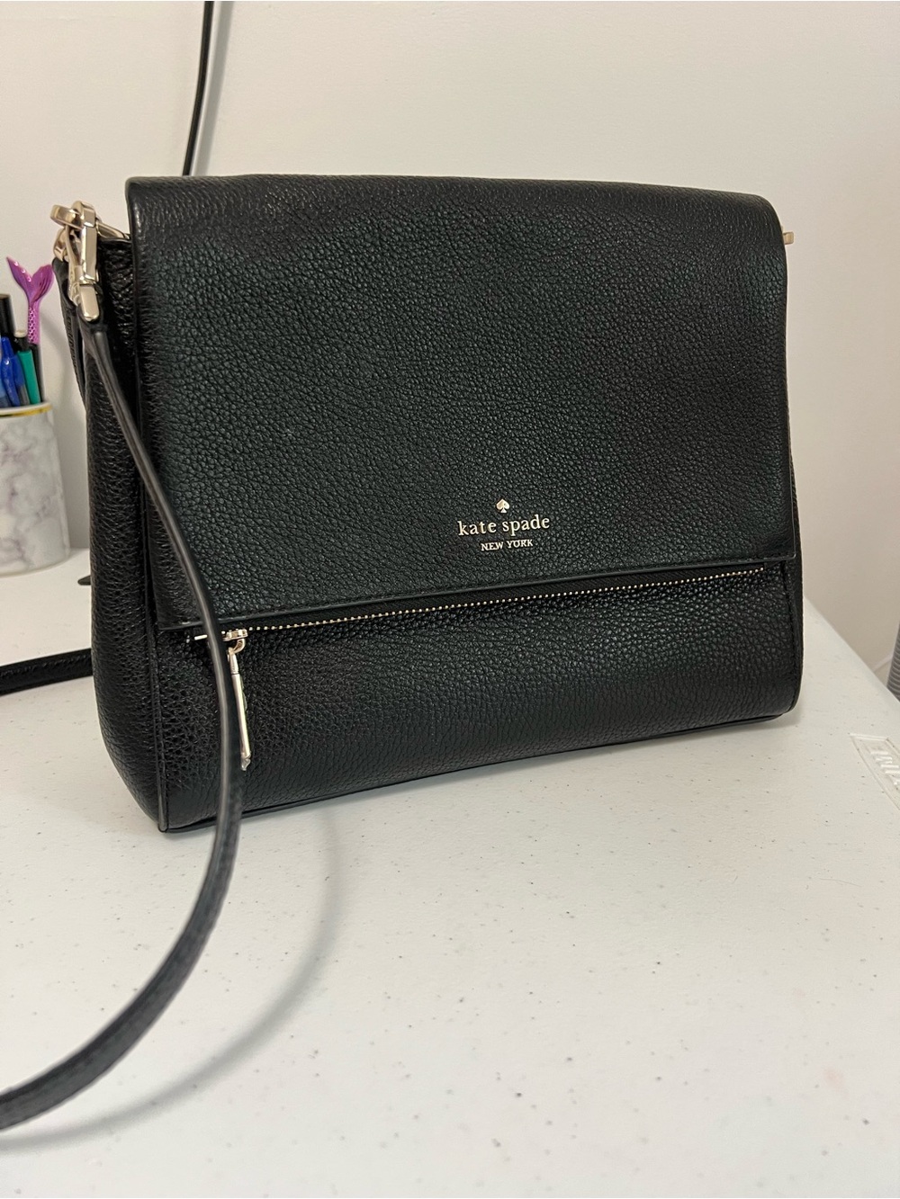 kate spade Black Pebbled Leather Crossbody